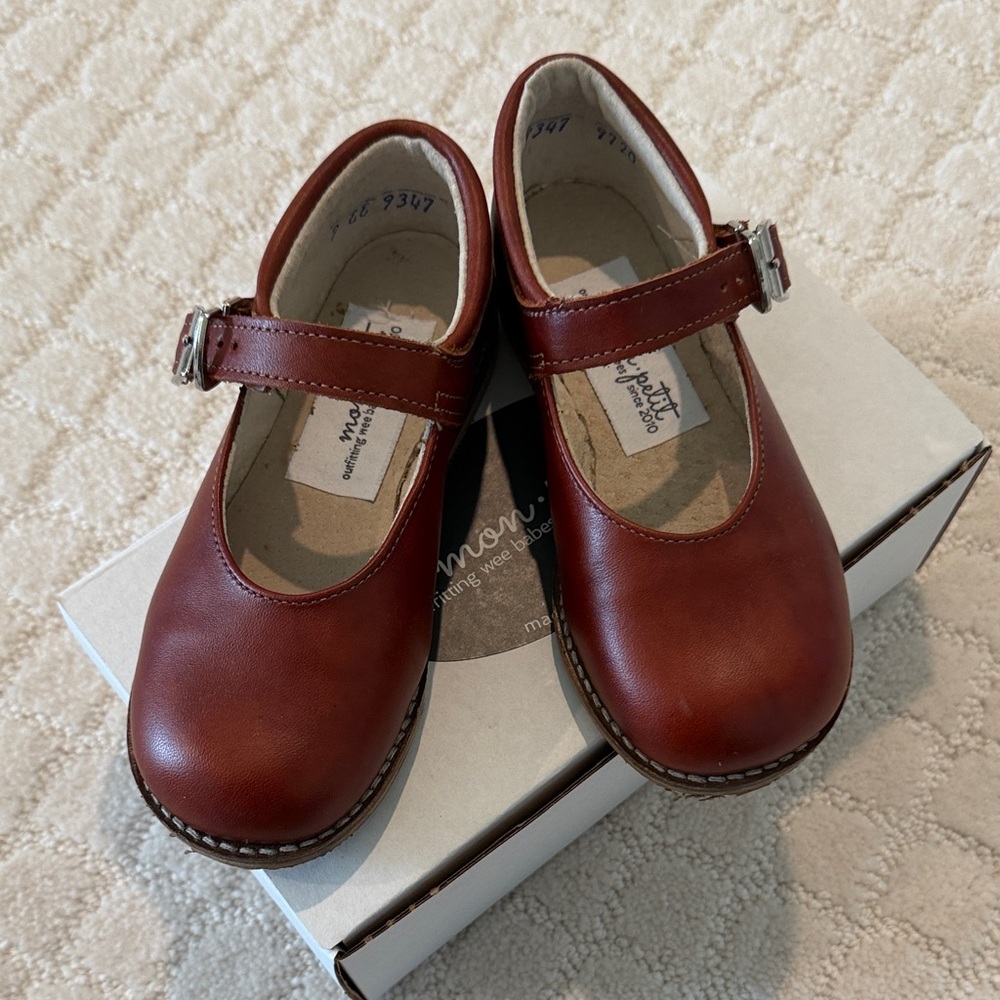 Classic chestnut (brown) Mary Jane Kids Shoes - Leather Strap